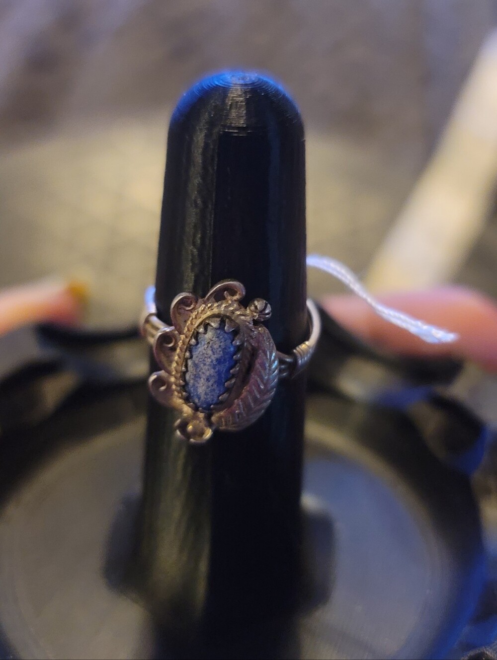 Vintage Silver Southwestern Lapis Ring Size 6 Blue Denim Lapis Navajo Style Oval